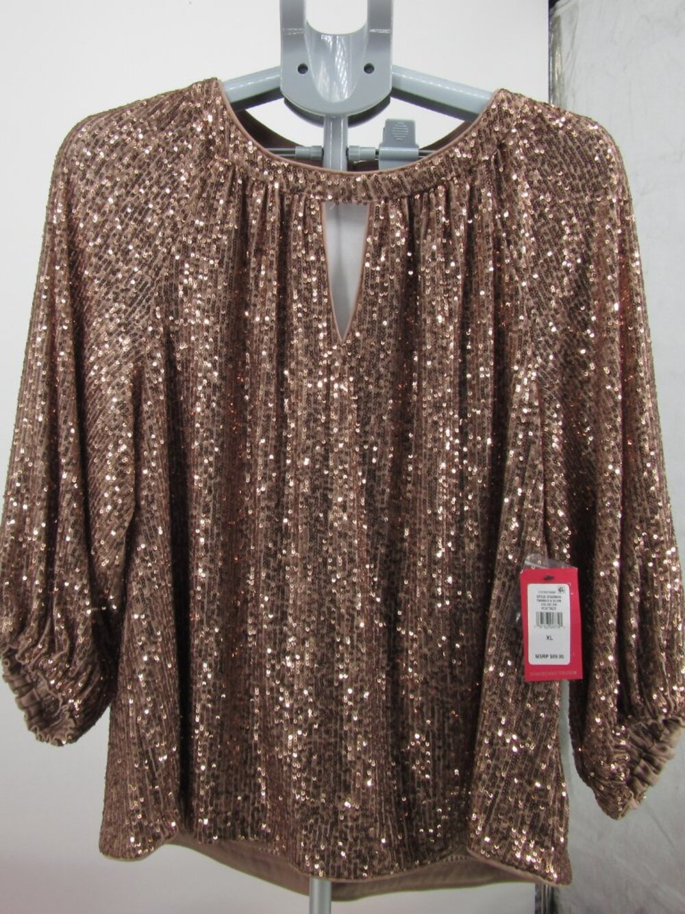 NWT VINCE CAMUTO Twinkle and Glow TUNIC 3/4 sleeve ROSE GOLD foxtrot sz XL